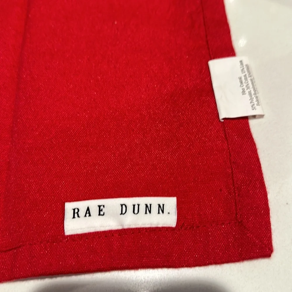 Rae Dunn RED Cloth Dinner Napkins Set Of 4  Embroidered
